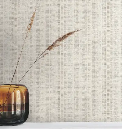 Line In The Sand Woven Stripe Wallpaper - Off-White