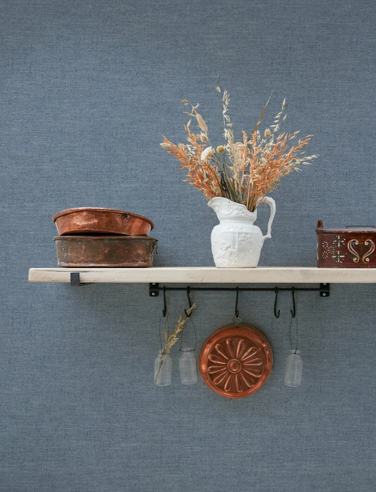 Chesapeake Chambray Fabric Weave Wallpaper - Denim — Image 5