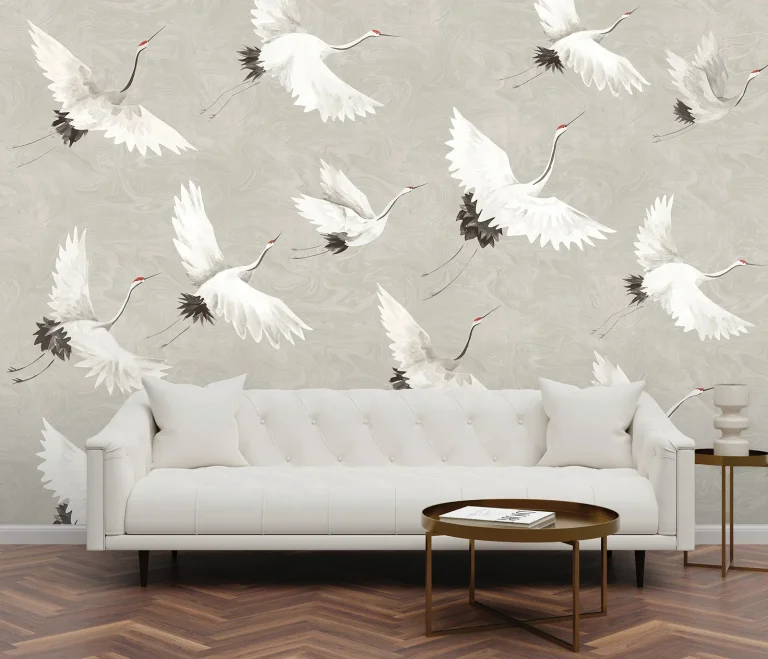 Crane You Later Wall Mural - Dove Grey — Image 6
