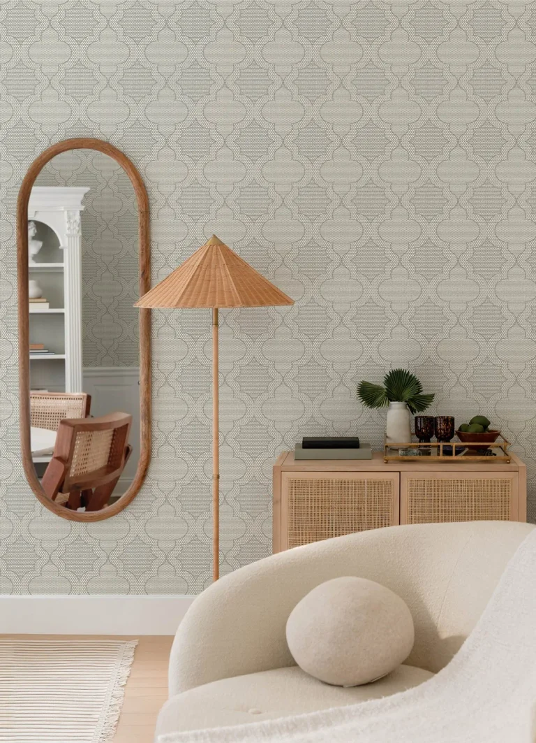 Ernest Quilted Quatrefoil Wallpaper - Charcoal — Ảnh 4