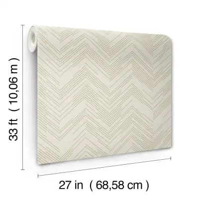 Polished Chevron Wallpaper - Cream/Gold