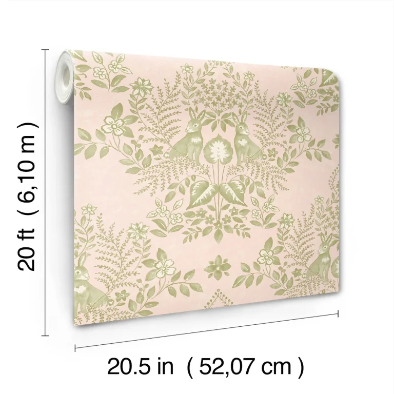Erin & Ben Cottontail Toile Peel and Stick Wallpaper - Pink/Chartreuse — Image 2