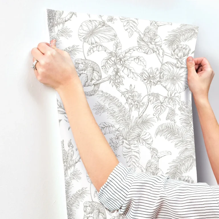 Tropical Sketch Toile Wallpaper - Brown — Ảnh 3