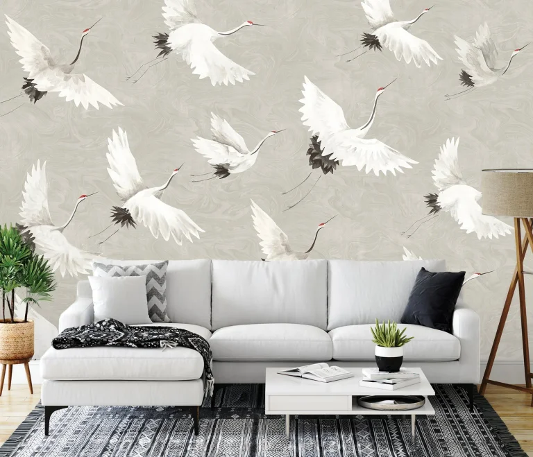 Crane You Later Wall Mural - Dove Grey — Image 4