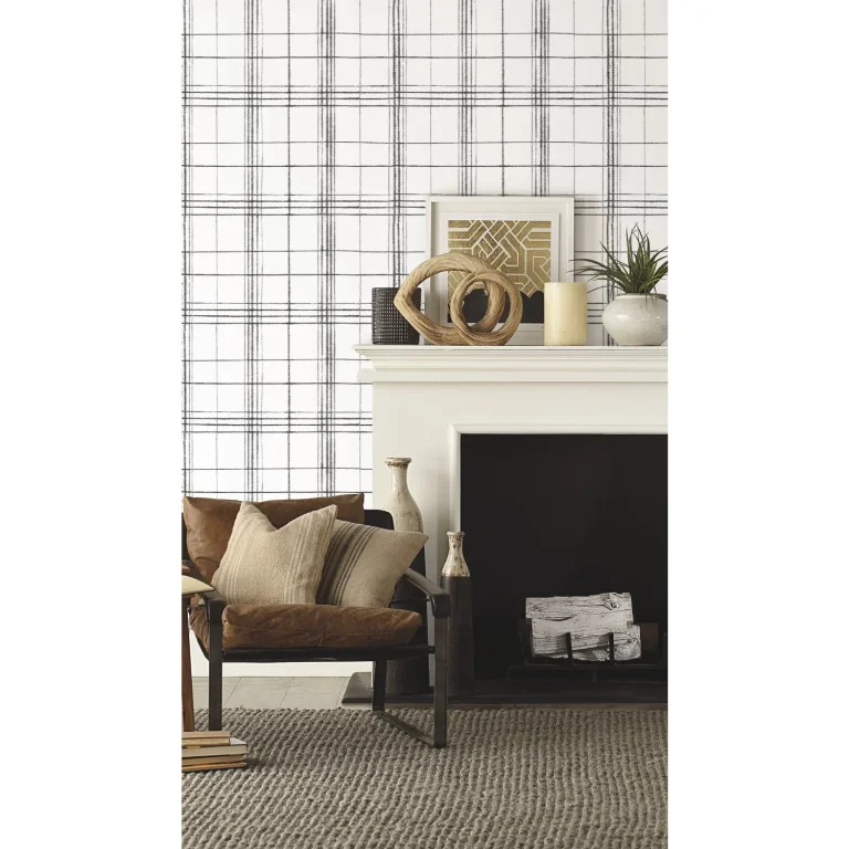 Farmhouse Plaid Wallpaper - Black/White — Ảnh 2