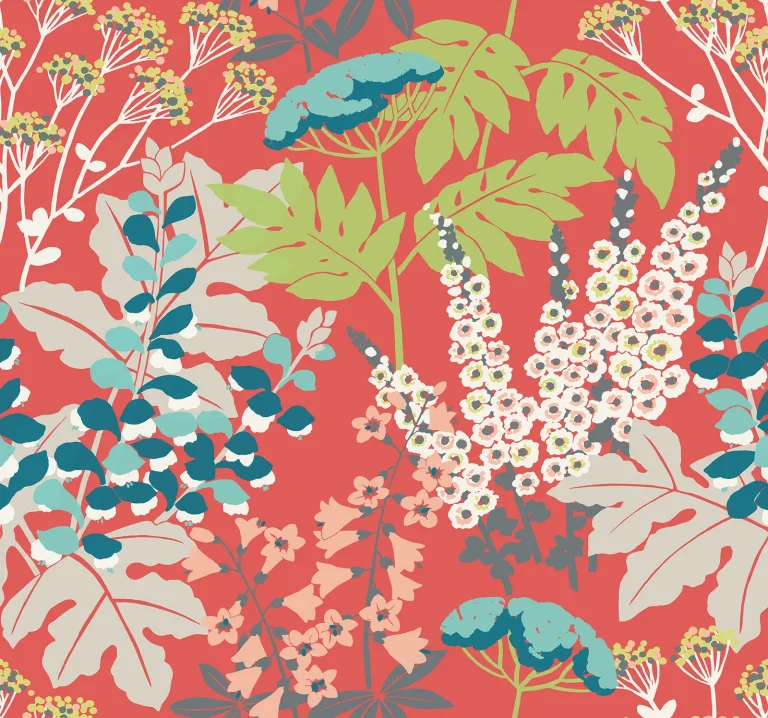 Brie Forest Flowers Wallpaper - Red
