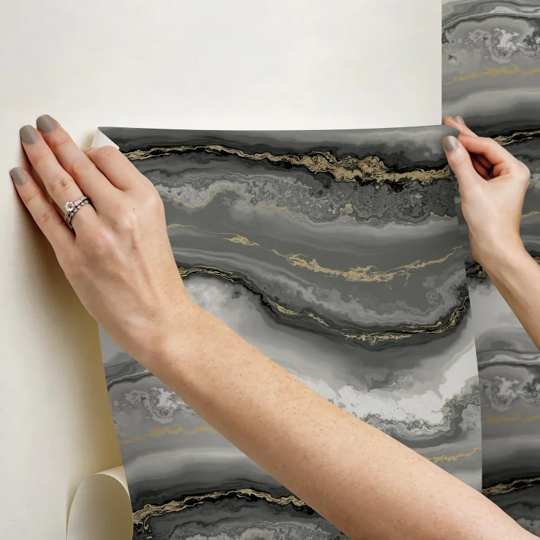 Shifting Sands Peel and Stick Wallpaper - Onyx/Gold — Ảnh 3