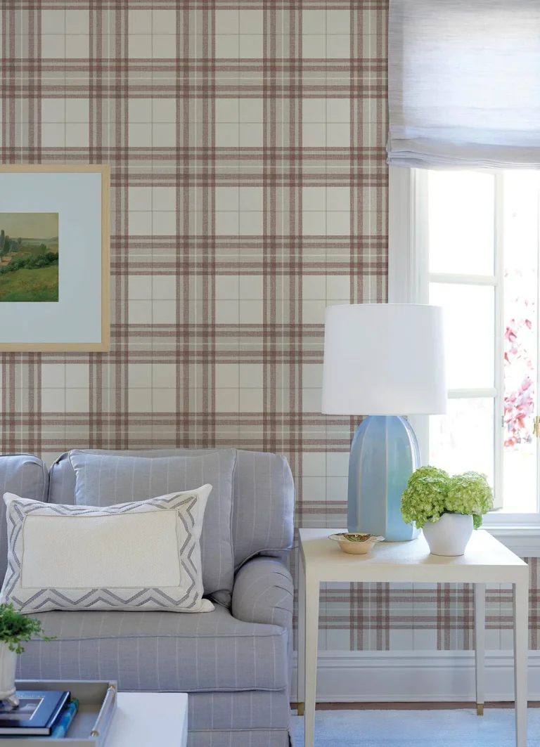 Chesapeake Cabin Check Plaid Wallpaper - Rust — Ảnh 2