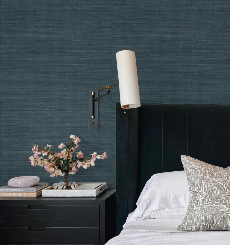 Sari Silk Faux Fabric Wallpaper - Slate