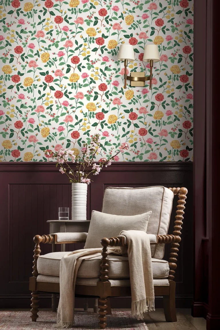 Rifle Paper Co. Roses Wallpaper - White & Blush — Ảnh 6