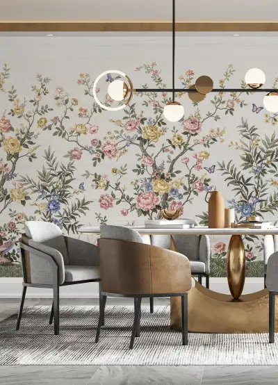 Spring Chinoiserie Wall Mural - White