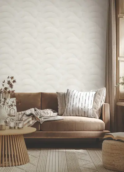 Ronald Redding Morning Shell Wallpaper - White & Silver