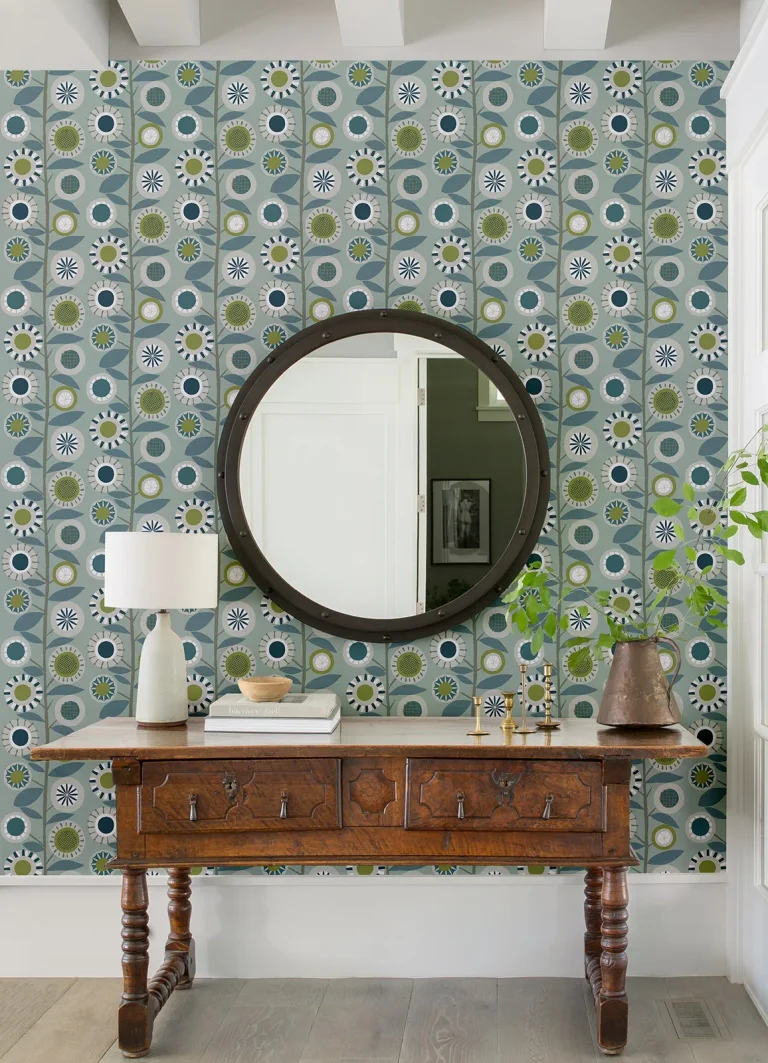 Sisu Floral Geometric Wallpaper - Light Blue — Ảnh 2