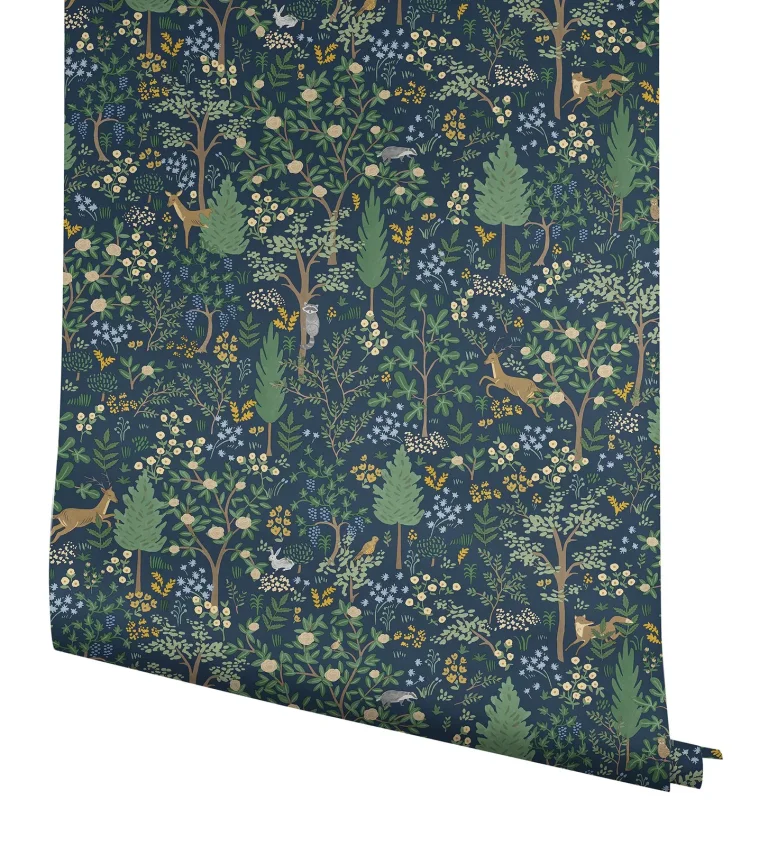 Rifle Paper Co. Woodland Peel and Stick Wallpaper - Navy — Ảnh 5