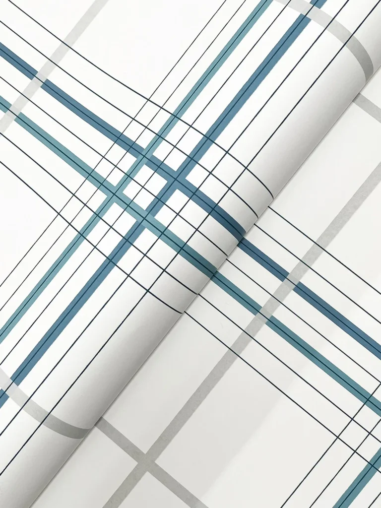 Ronald Redding Lakeside Plaid Tailored Wallpaper - Blue — Ảnh 4