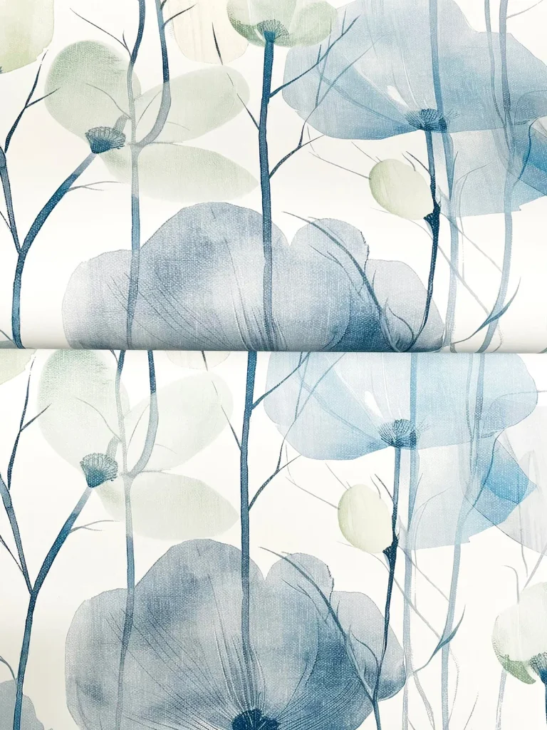 Ronald Redding Cotswolds Poppies Floral Wallpaper - Blue — Ảnh 4