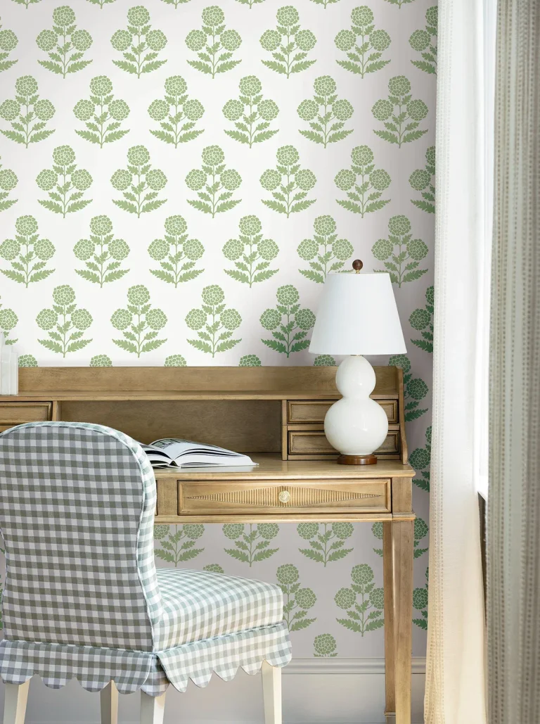 Souci Marigolds Wallpaper - Green — Image 3