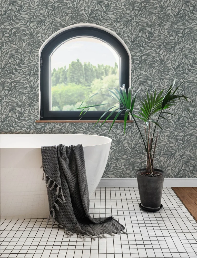 Rhythmic Leaf Wallpaper - Denim — Ảnh 3