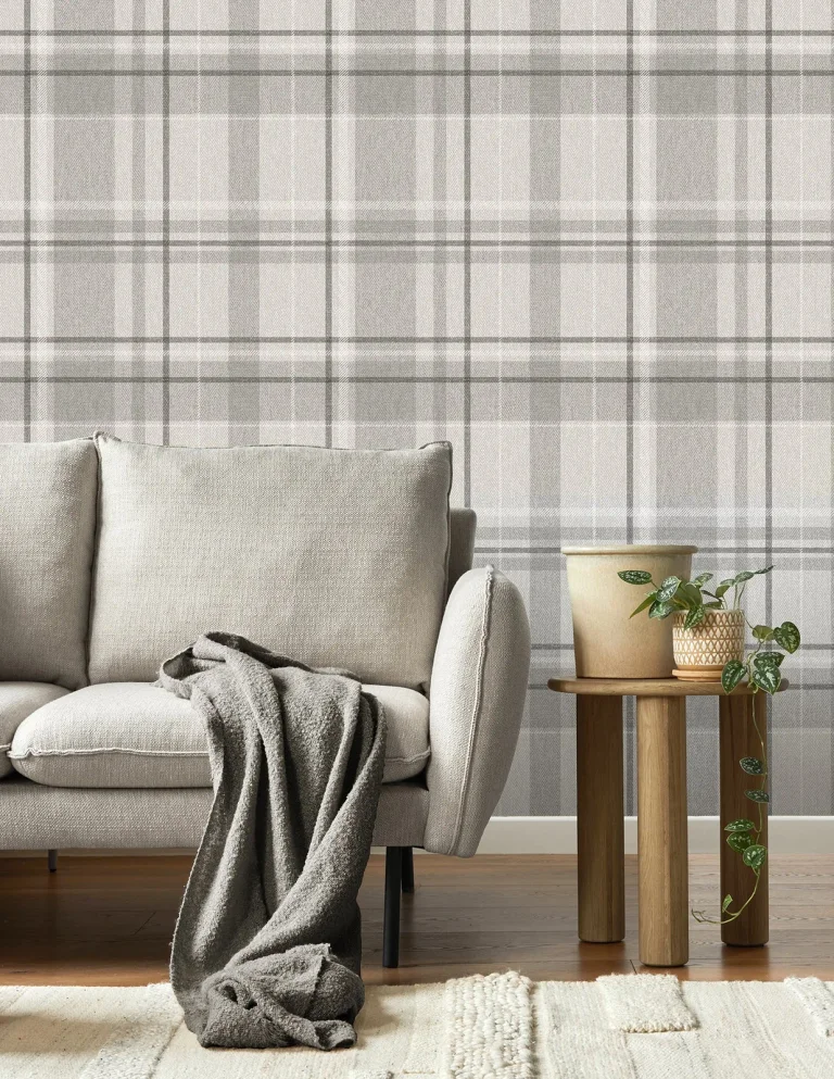 Harris Plaid Chevron Wallpaper - Grey — Ảnh 5