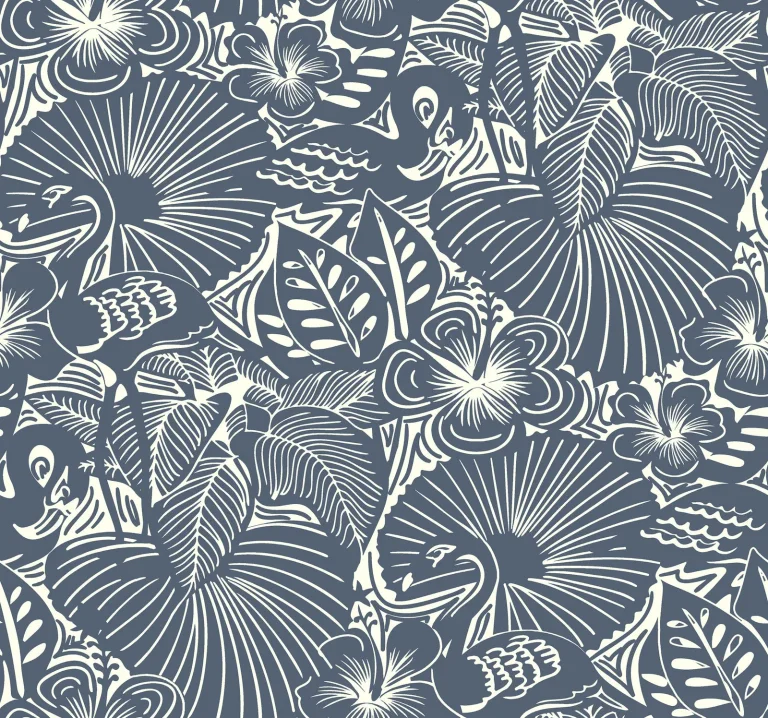 Idalia Floral Flamingo Wallpaper - Navy — Ảnh 5