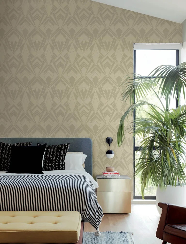 Allenby Flocked Wallpaper - Khaki — Image 6