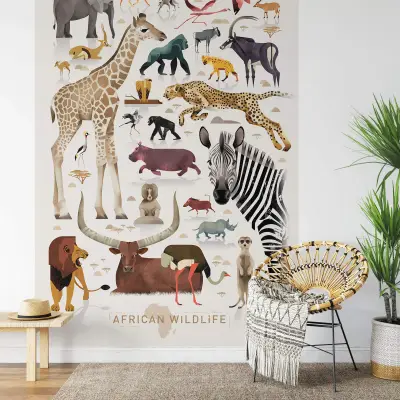 African Wildlife - Wall Mural 5527 - 4 Panel - 192cm x 260cm