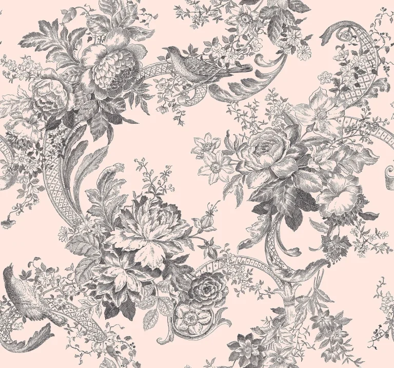 Carmel Baroque Florals Wallpaper - Blush — Ảnh 3