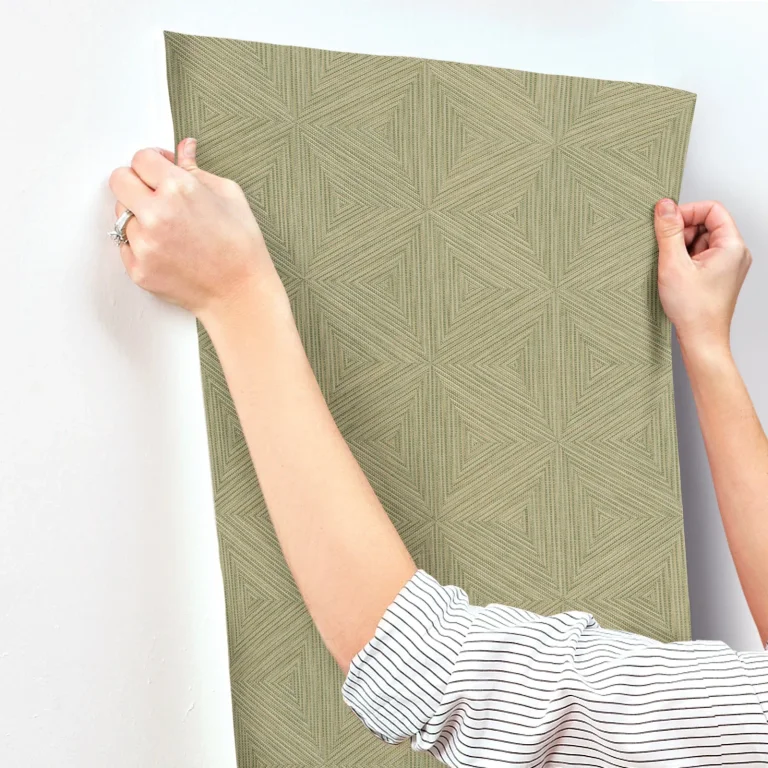 Anara Geo Faux Grasscloth Wallpaper - Green — Ảnh 2