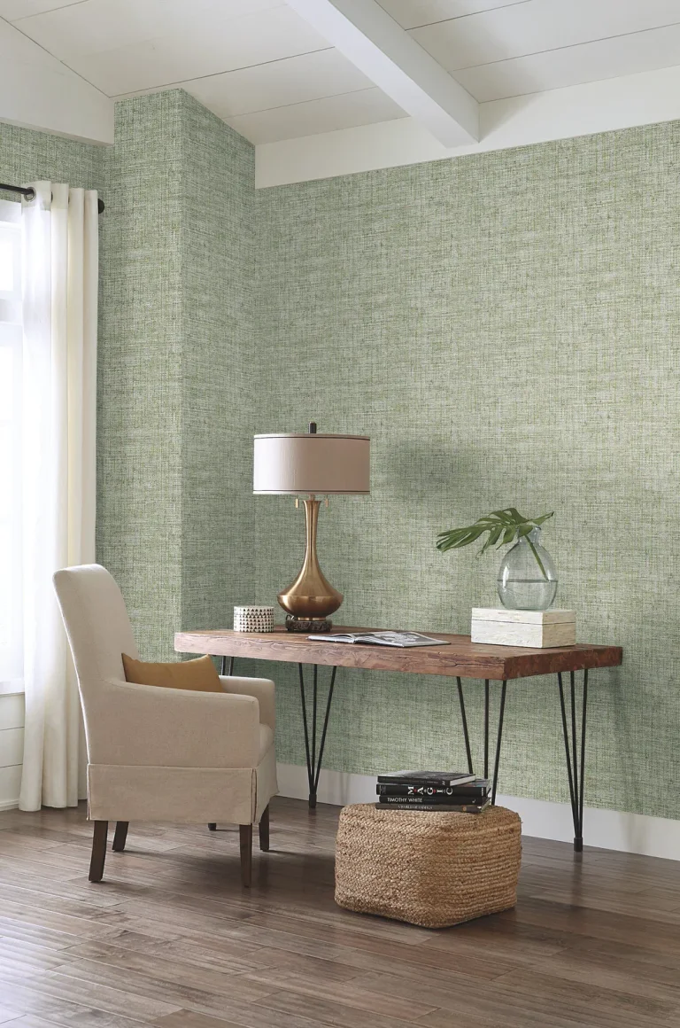 Papyrus Weave Peel and Stick Wallpaper - Green — Ảnh 4