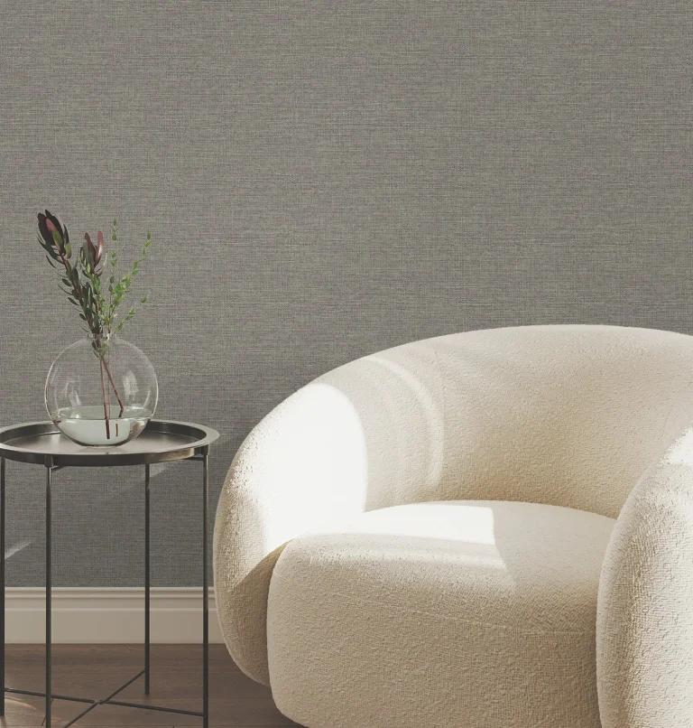 Terrene Faux Linen Wallpaper - Charcoal — Ảnh 4