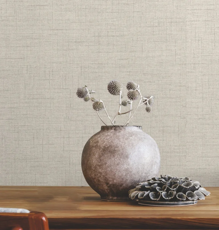 Leon Faux Fabric Wallpaper - Light Grey — Ảnh 4