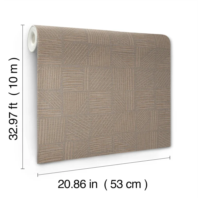 Chiseled Patchwork Faux Fabric Wallpaper - Brown — Ảnh 4