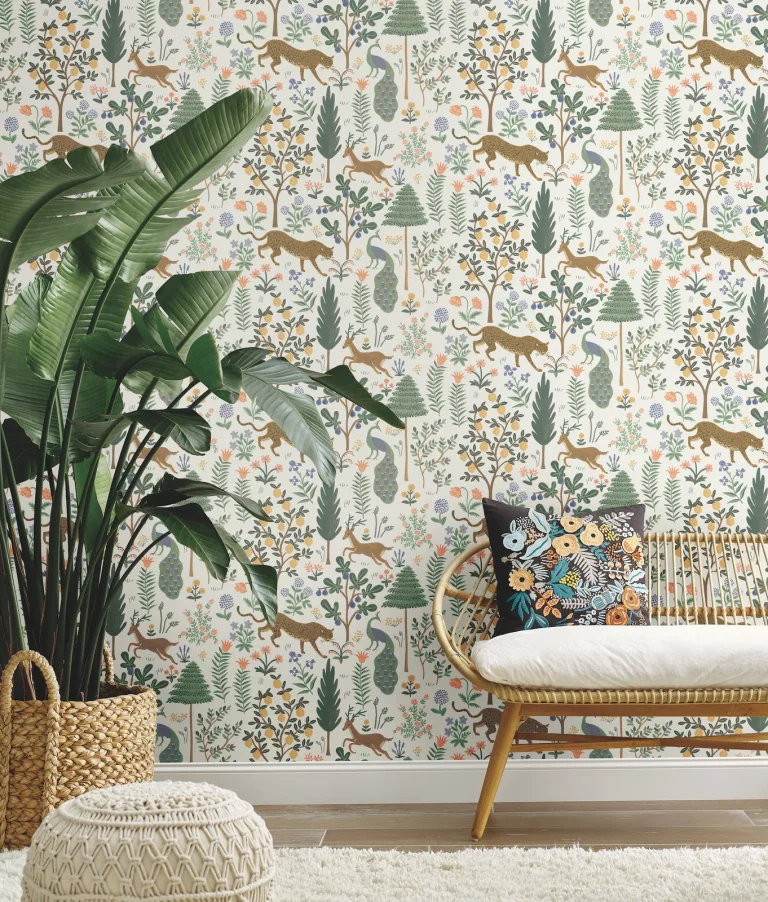 Rifle Paper Co. Menagerie Peel and Stick Wallpaper - Cream — Ảnh 4