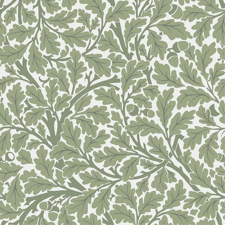 Oak Tree Leaf Wallpaper - Green — Image 4