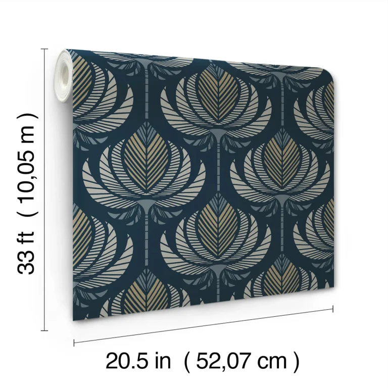 Ferrenby Floral Fan Wallpaper - Dark Blue — Ảnh 3