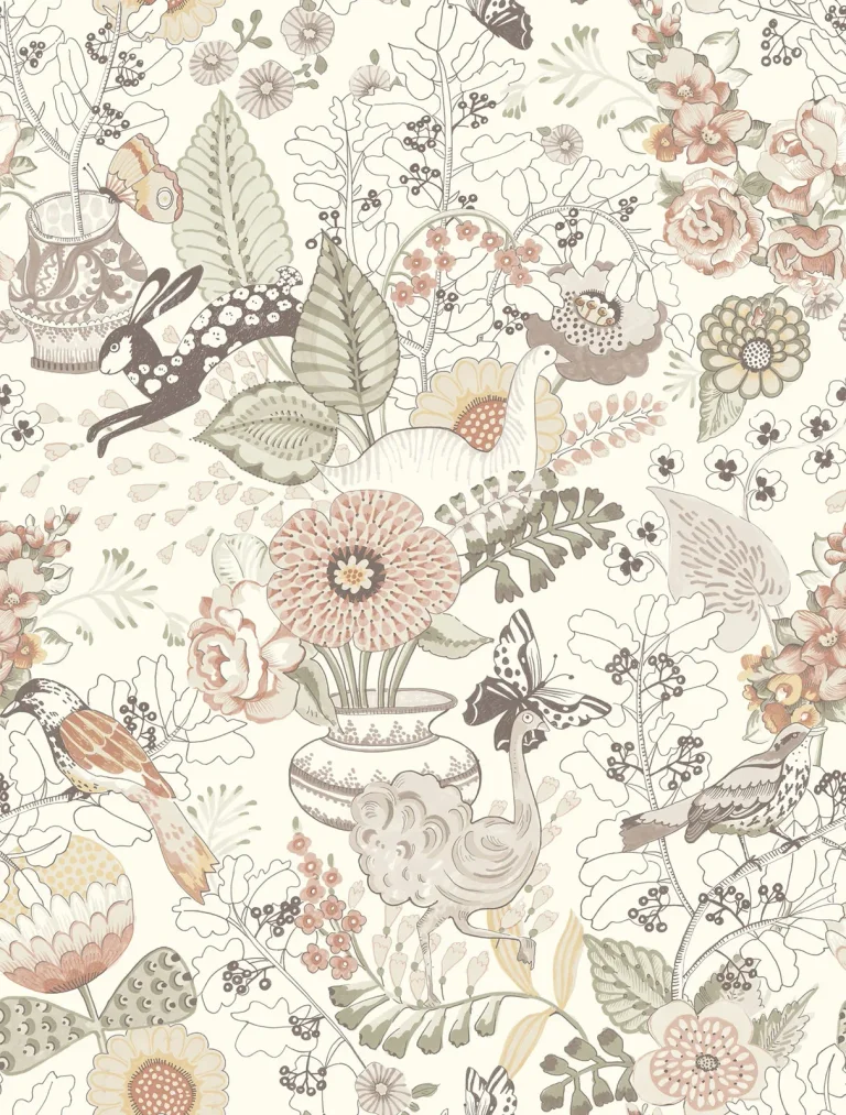 Whimsy Fauna Wallpaper - Coral — Ảnh 4