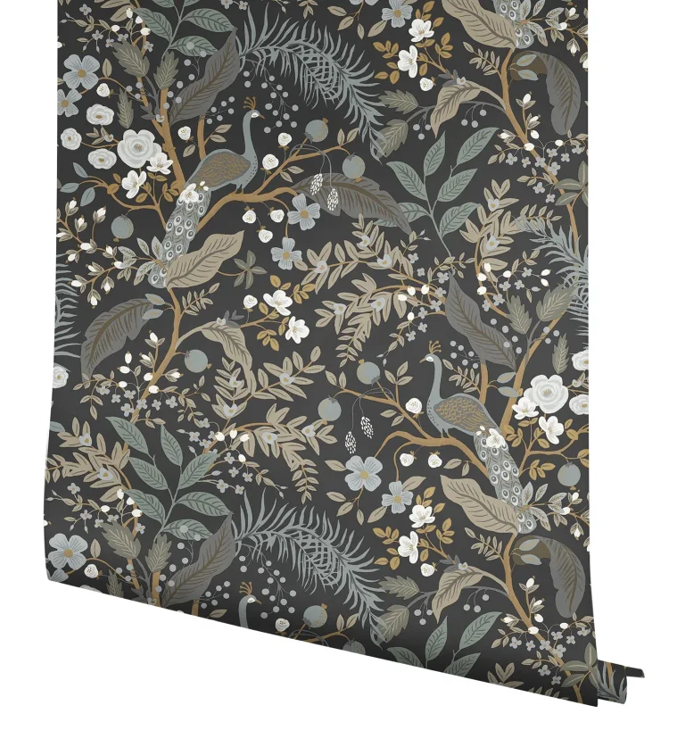 Rifle Paper Co. Peacock Garden Peel and Stick Wallpaper - Black — Ảnh 2