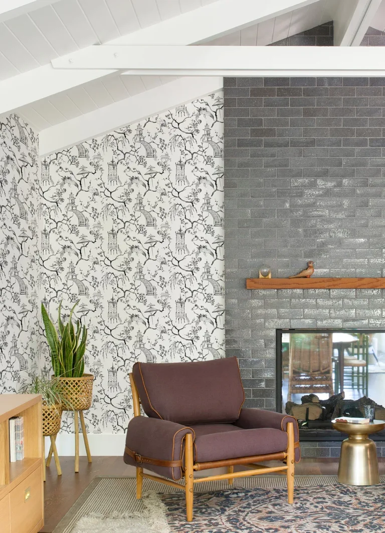 Serena Chinoiserie Wallpaper - Charcoal — Ảnh 2
