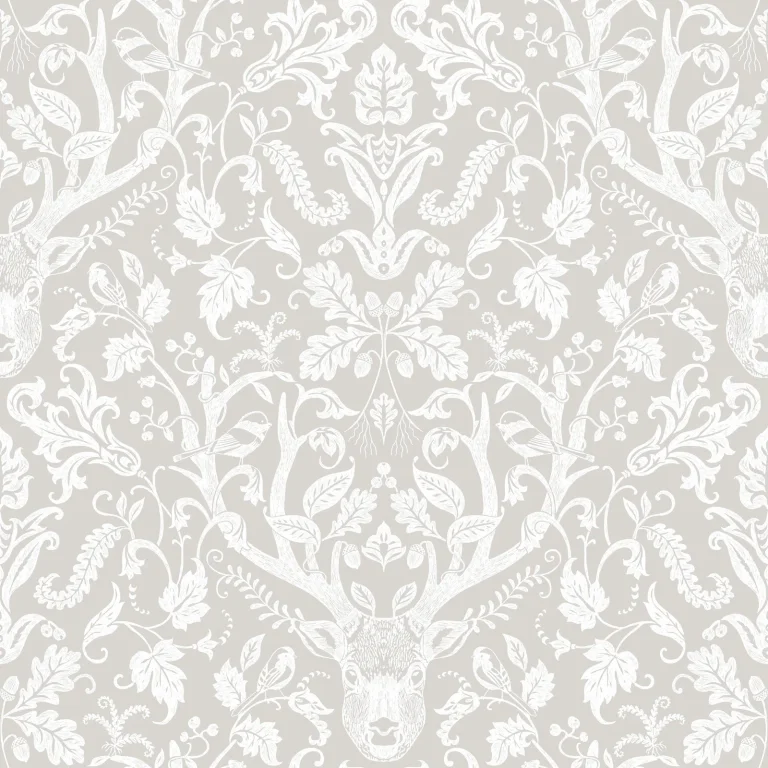 Chesapeake Kiwassa Antler Damask Wallpaper - Grey — Ảnh 5