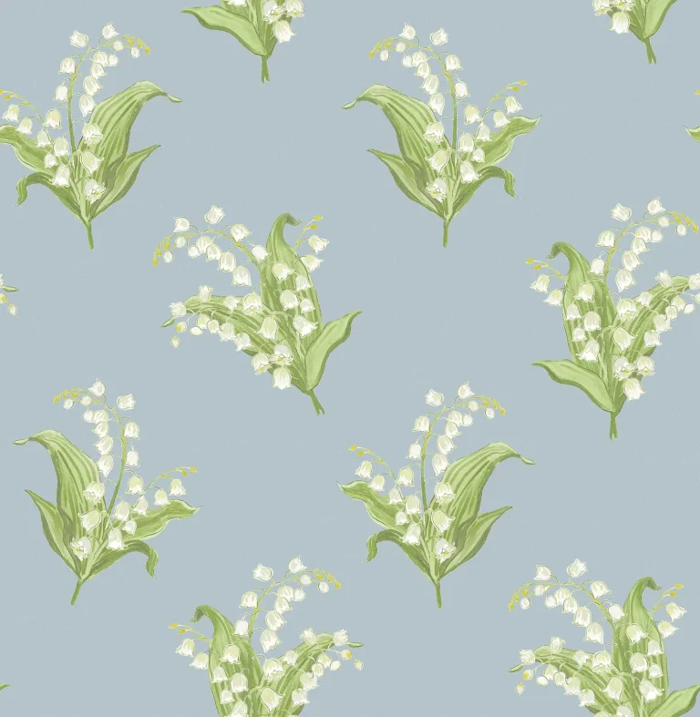 Farmington Lily of the Valley Wallpaper - Blue — Ảnh 5
