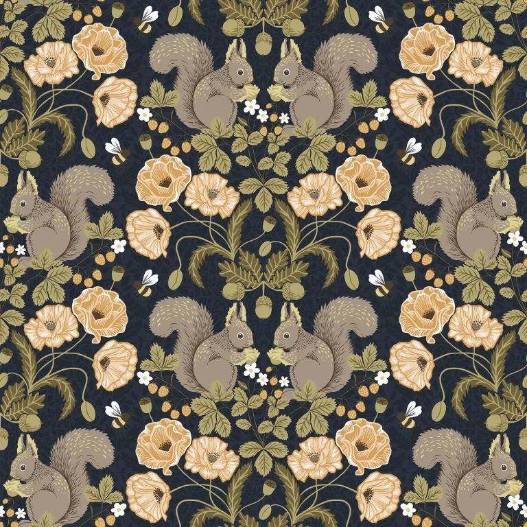 Kurre Woodland Damask Wallpaper - Dark Blue — Ảnh 2