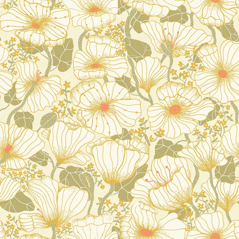 Matilda Poppy Fields Wallpaper - Green — Image 2