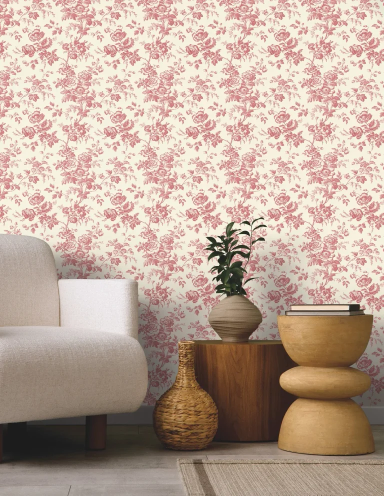Anemone Toile Wallpaper - French Red — Ảnh 5