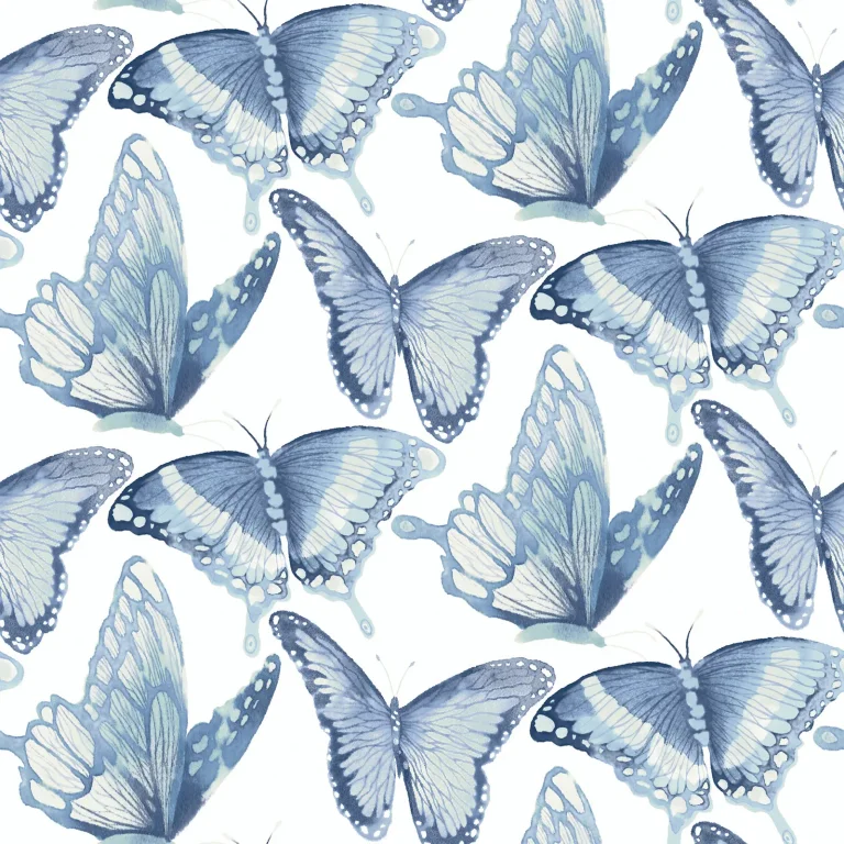 Chesapeake Janetta Butterfly Wallpaper - Blue