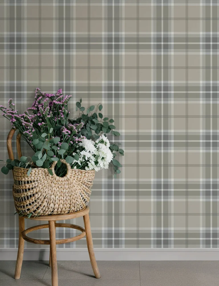 Emma Plaid Wallpaper - Grey — Ảnh 5