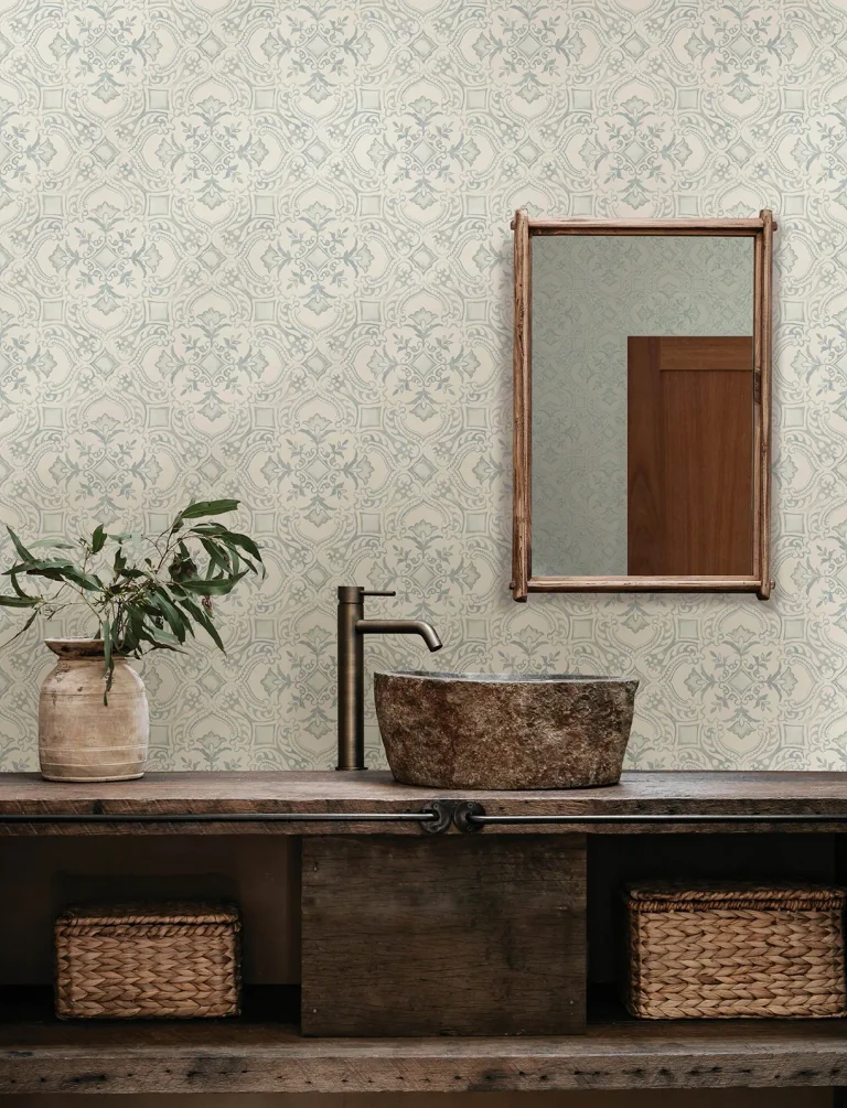 Chesapeake Marjoram Floral Tile Wallpaper - Light Blue — Ảnh 5