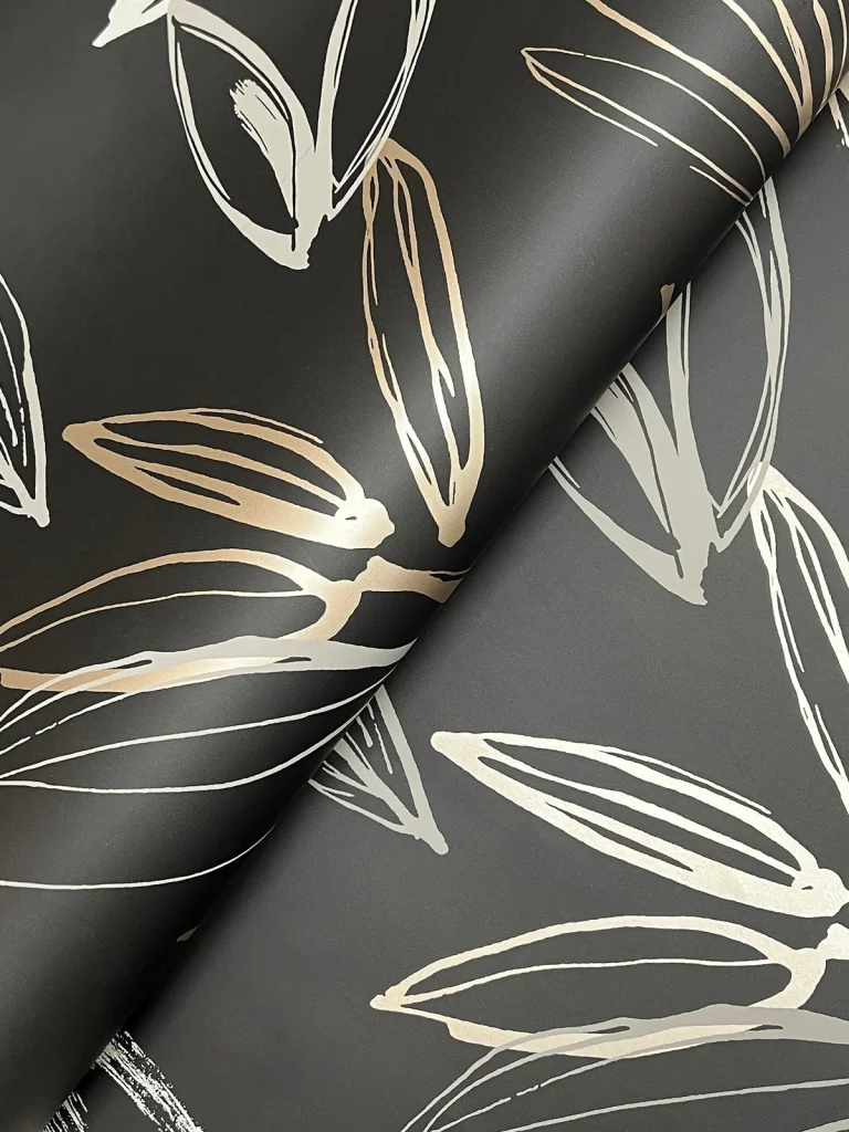 Kenia Leaf Toss Wallpaper - Black/Gold — Ảnh 2
