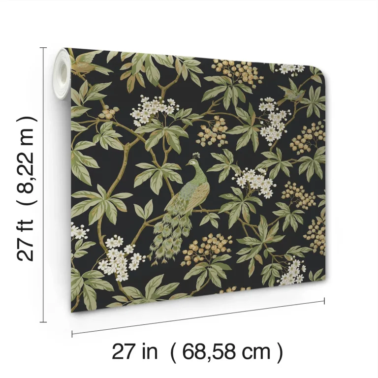 Ronald Redding Peacock Estate Wallpaper - Black — Ảnh 4