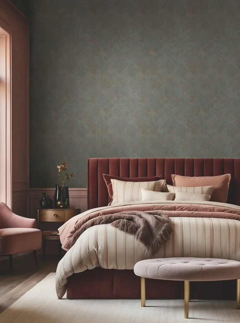 Marquetry Tile Wallpaper - Teal — Ảnh 2