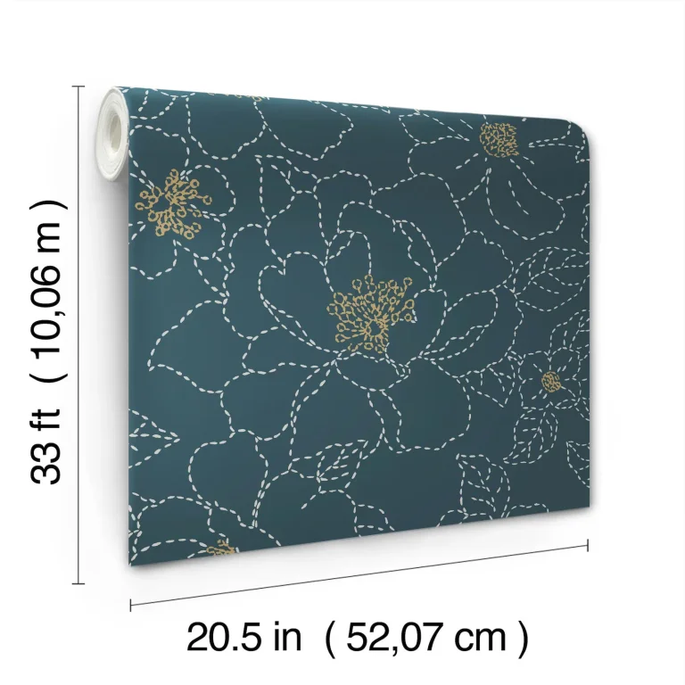 Gardena Embroidered Floral Wallpaper - Indigo — Image 6